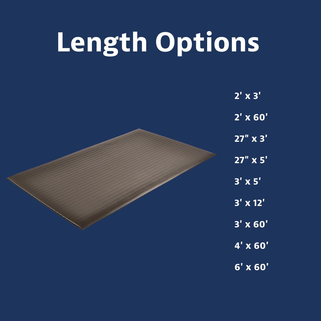 Notrax 410 Airug® 3' x 5' x 5/8" Anti Fatigue Mat, Enhanced Slip Resistance with Beveled Edges and Ribbed Surface, Ideal for Industrial and Commercial Workplaces, Black, 410S0535BL
