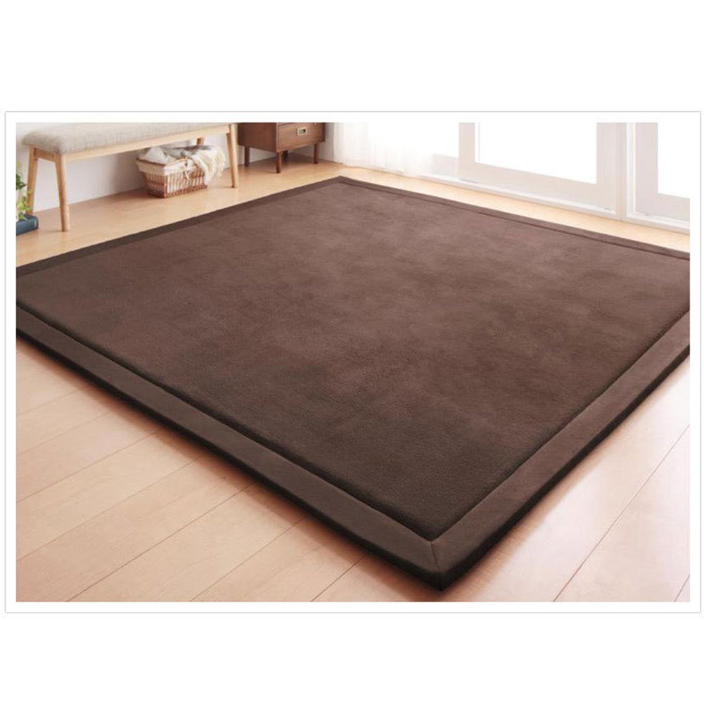 Loartee Thick Coral Velvet Rug - Area Rugs(4'11"x4'11", Coffee) for Play Mat Yoga Mat Exercise Pads Carpet