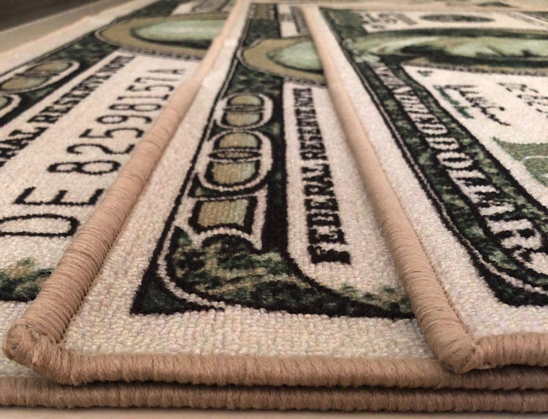 HUAHOO Money Rugs 100 Dollar Bill Runner Cool Area Rug for Living Room Kitchen Rug Laundry Runner Rug Bedroom Bathroom Mat (18" x 43")