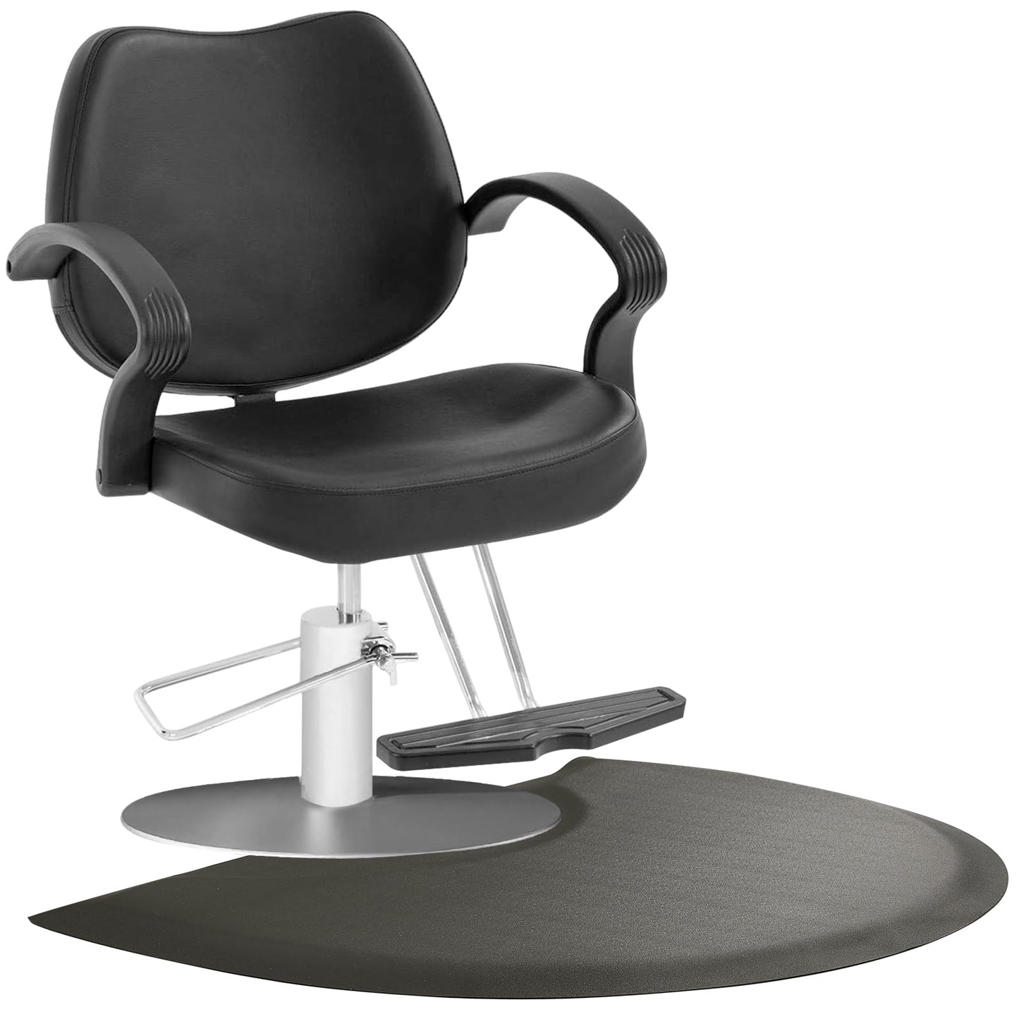 Salon Mat for for Hairstylist 3'x5' Barber Shop Anti-Fatigue Salon Standing Chair Mat - Black Semi Circle 1/2" Thick Comfort Salon Mat, Hair Cutting Hairdressing Equipment