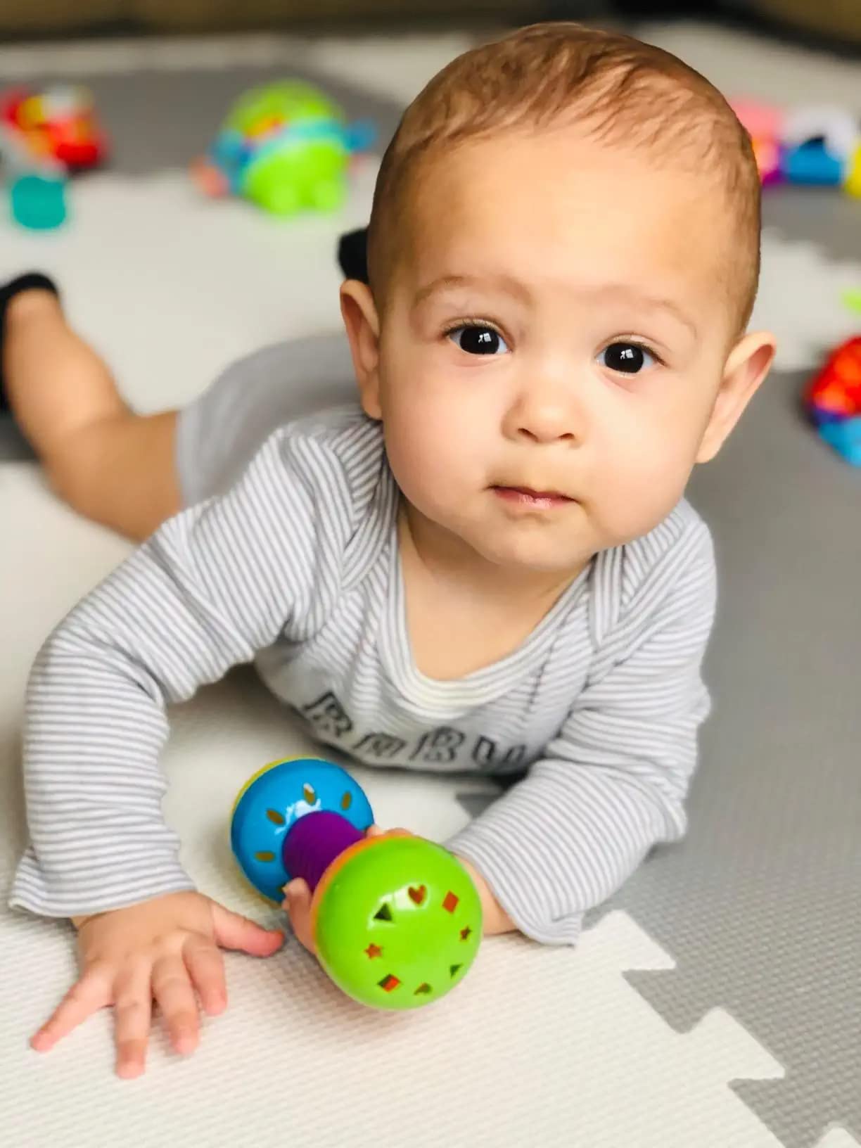Extra Large Baby Play Mat Tiles Thick Foam Non-Toxic Floor Puzzle Mat Interlocking Activity Playmat for Infants Toddlers Kids Crawling Tummy Time 74x74 Inches (Grey/White)
