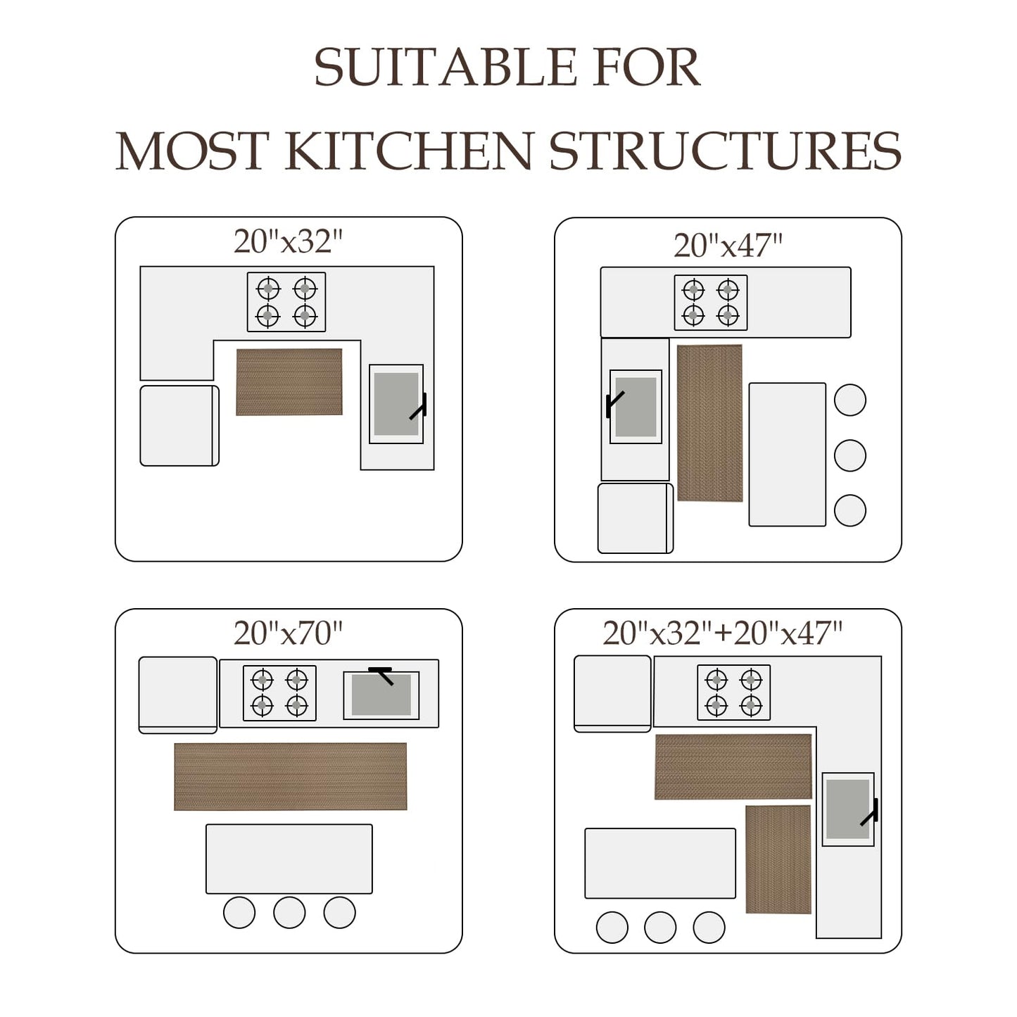 Thin Kitchen Rugs Non Slip Washable,Low Profile Kitchen Mats for Floor In Front of Sink,Dishwasher, Refrigerator, Tile & Hardwood Floors,Absorbent Easy Care Thin Runner Kitchen Floor Mat,20"*32",Beige