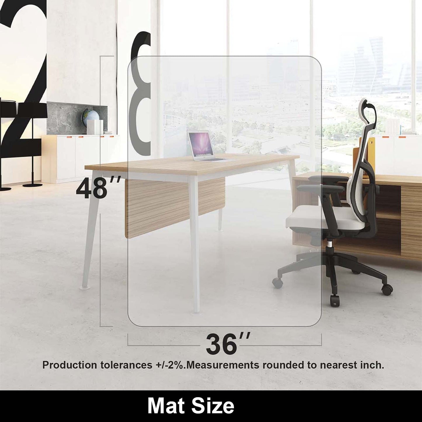 AiBOB Chair Mat for Hardwood Floor, 36 X 48 inches Desk Chair Mat for Wood and Tile Floors, Protection Mats for Office and Home, Easy Glide for Chairs