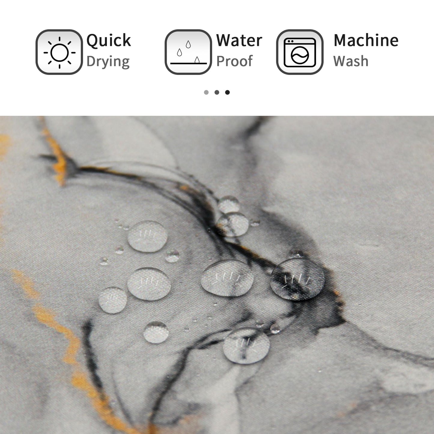 Gibelle Grey Marble Shower Curtain,Bath Mat Rug 20"x32", Grey