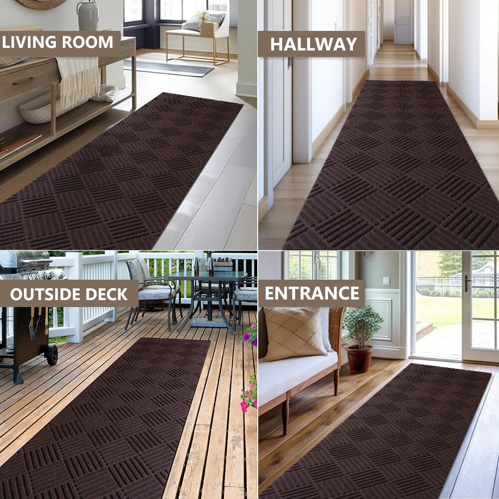 2' x 6' Non Slip Runner Rug for Hallway Indoor Outdoor, TPR Backed Carpet Runner for Entryway, Laundry, Kitchen, Garage, Custom Size Washable Floor Mat for High Traffic Areas