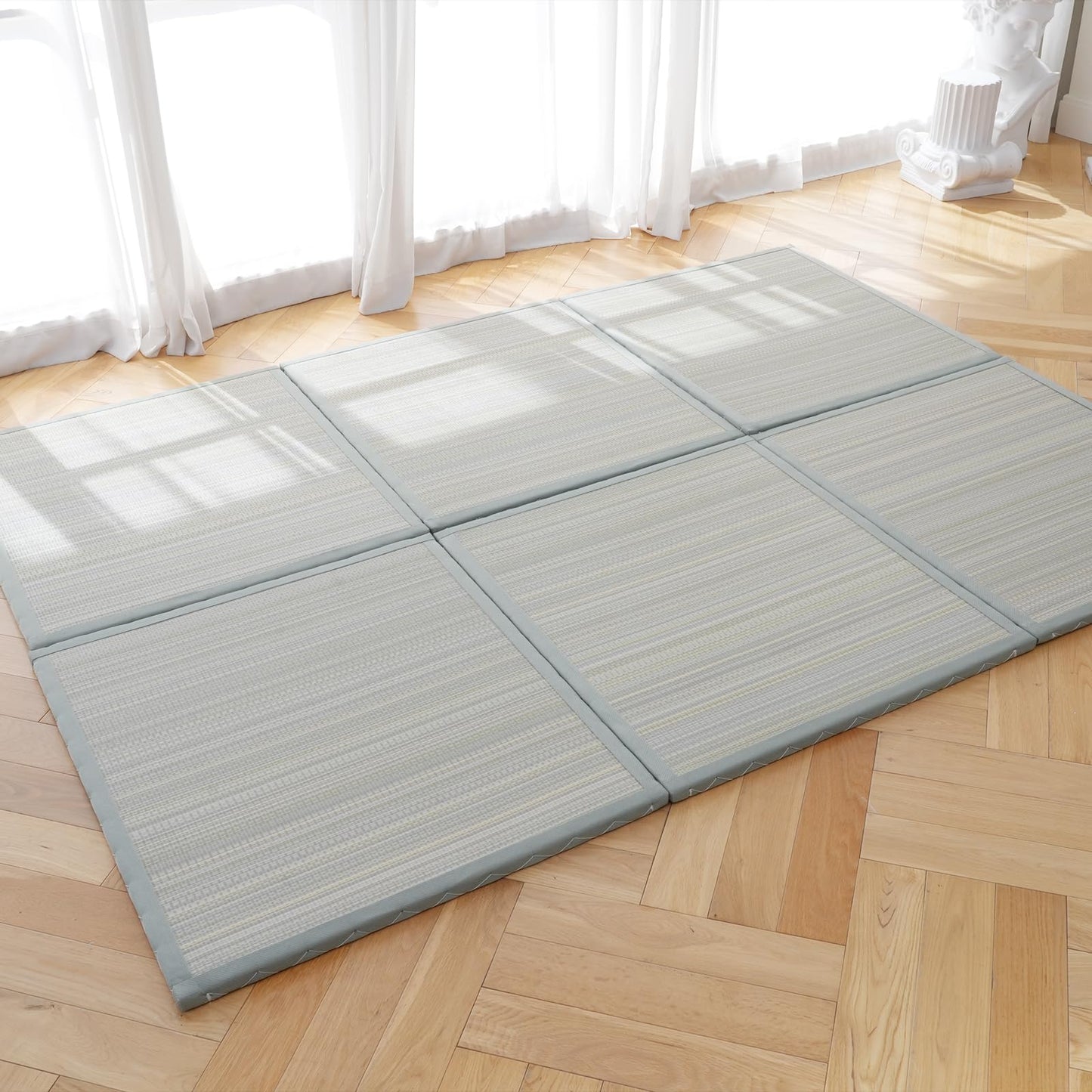 Syrinx Japanese Tatami Futon Mattress - Foldable Floor Sleeping Pad, Folding Design for Easy Portability & Storage, Moisture-Resistant Mat for Full Size Bed or Rug, Green, 80"*60"x0.9"