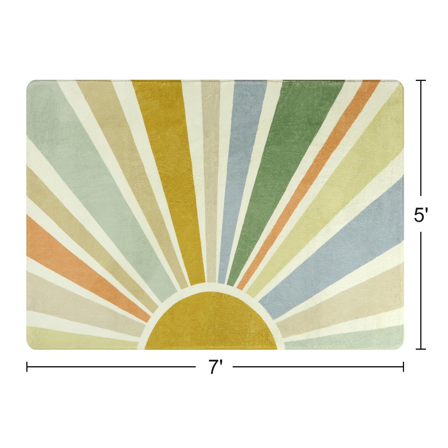 STARUIA Kids Rugs for Playroom & Nursery - 5'x7' Boho Washable Rainbow Area Rug, Non-Slip Soft Carpet for Classroom, Office & Dining Room