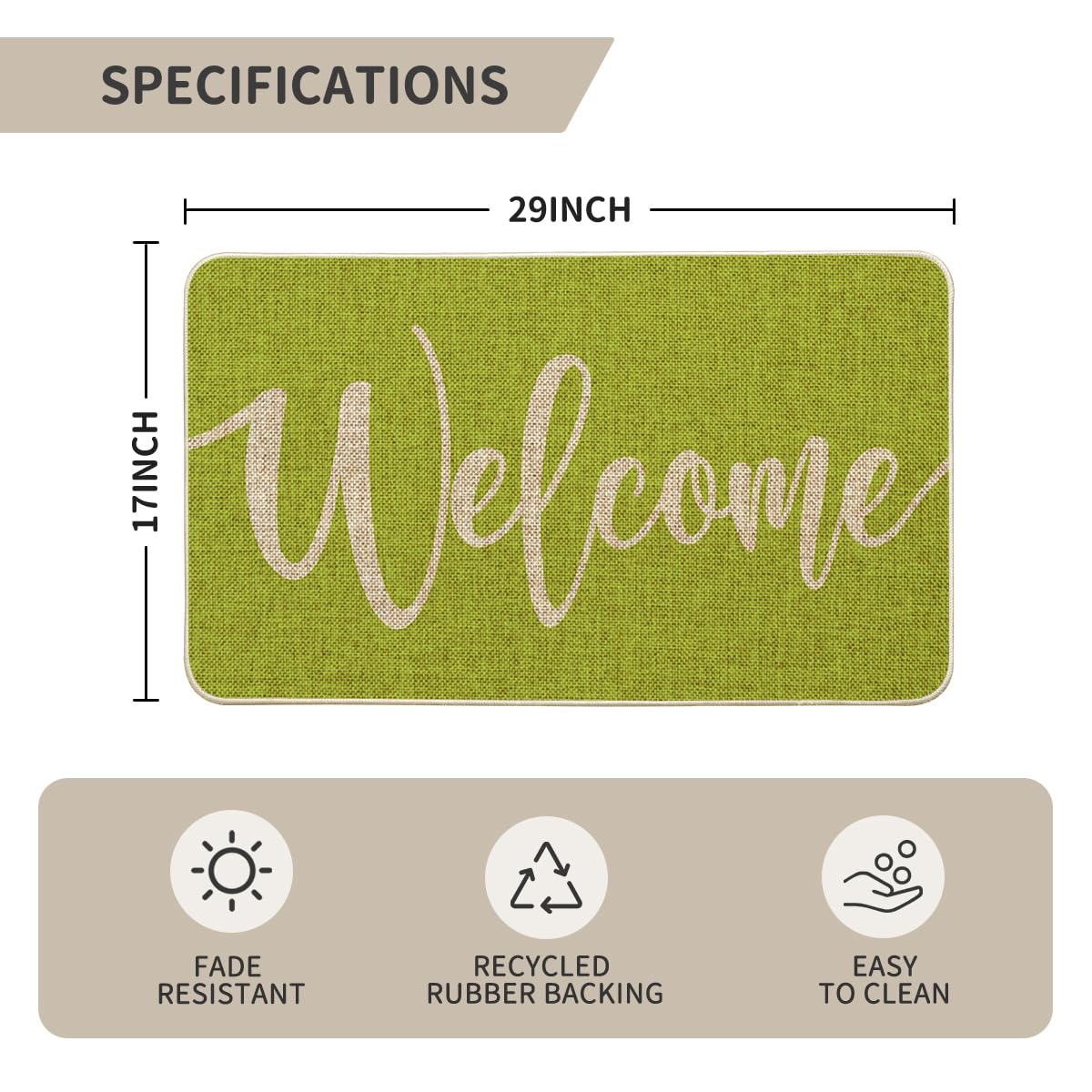 Artoid Mode Green Welcome Spring Doormat, Home Summer Decor Switch Rug Door Mat Floor Mat 17x29 Inch