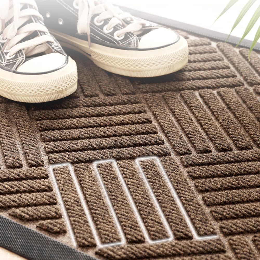 MATZEN Diamond Entrance Mats Indoor Outdoor, Front Door Mat Entryway Entrance Waterproof Outdoor Doormat, Heavy Duty Non Slip Durable Weatherproof Porch Deck Terrace Office Entrance Mat, 4x2, Brown