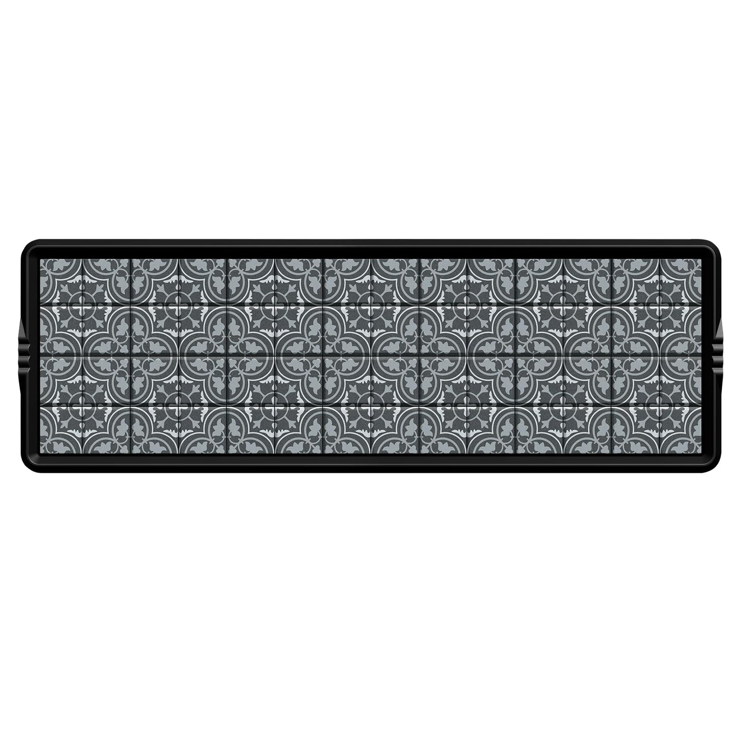 BEHERO Boot Tray Shoe Mat Decorative Patterned, Rubber Boot Matt Tray Indoor and Outdoor Use, 16" x47.5" Shoe Cleaning Mat Non-Slip, Shoe Storage Waterproof with Artistic Prints for Entryway(Gray)