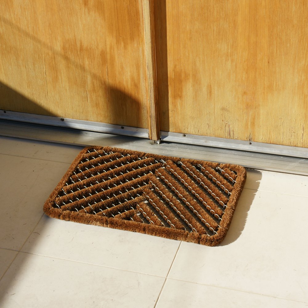 Rubber-Cal Herringbone Outdoor Scraper Door Mat, 18 by 30-Inch