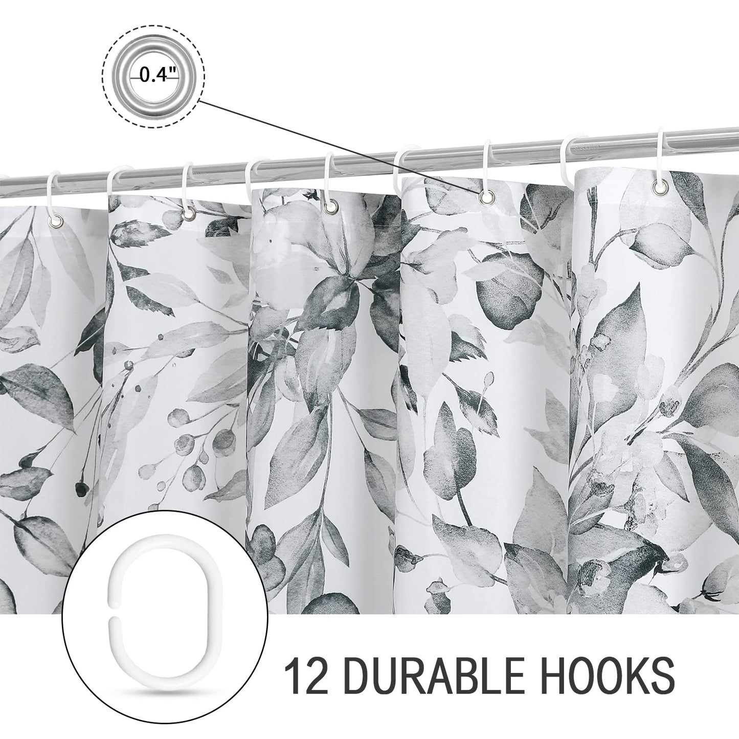 Gibelle Non Slip Bath Mat, Bathroom Set with Shower Curtain and Rug and Accessories, Bath Curtain 72" W x 78" L, Bath Rug 17" W x 24" L