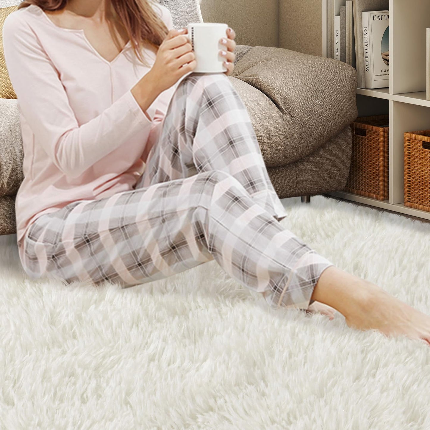 Mugorn Area Rugs 10x14 Living Room, Large Fluffy Cream White Area Rugs for Bedroom, Soft Carpet Shag Kids Room Rug, Non-Slip Fuzzy Rugs Indoor (10ft x 14ft, Cream White)