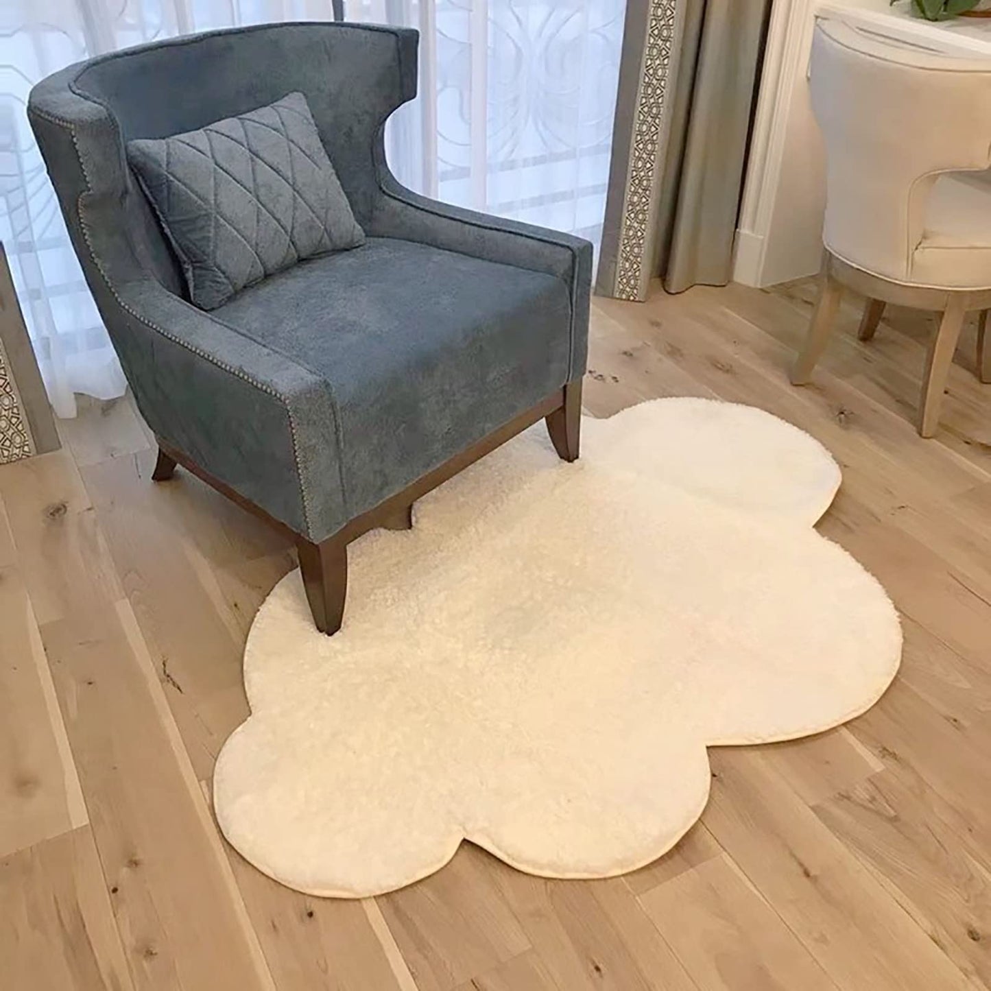 ZYFAB Area Rugs for Kids Cloud Shape Baby Crawling Rugs Carpet Outdoor & Indoor Floor Plush Soft Non-Slip Nursery Decoration Rugs,White,60×90CM