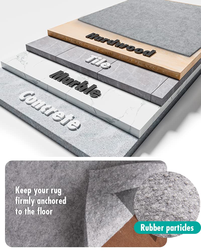 Non Slip Rug Pad Gripper - 8x10 Feet 1/4” Extra Thick Felt Under Rug for Area Rugs and Hardwood Floors,Super Cushioned Non Skid Carpet Padding