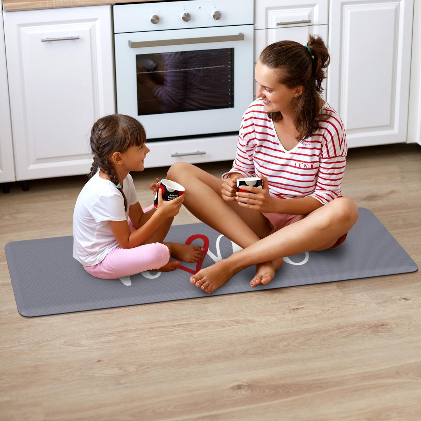 HappyTrends Kitchen Mat Cushioned Anti-Fatigue Rug Non-Slip Kitchen Rugs Stain Resistant Ergonomic Comfort Mat for Floor, Office, Sink, Laundry (17.3"x 60", Grey)