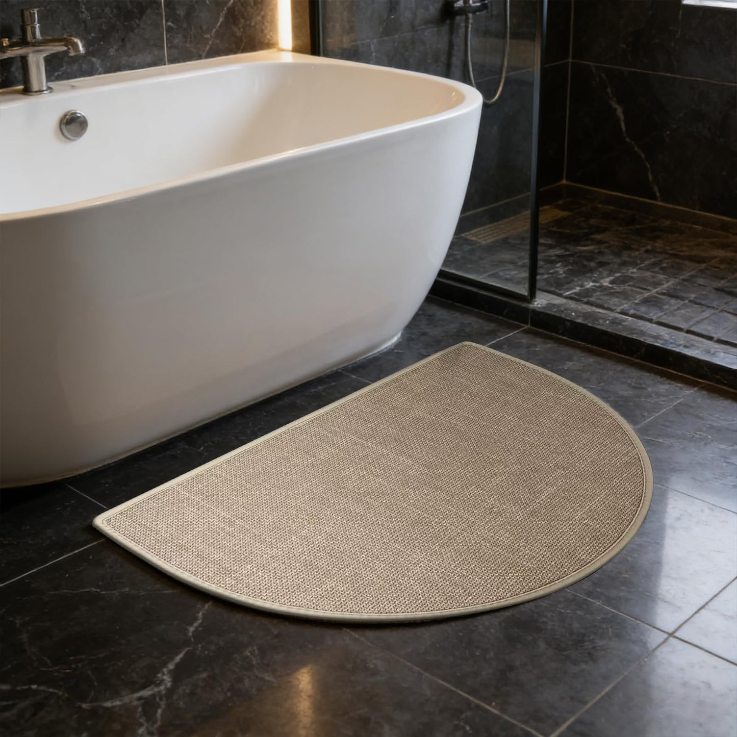 17.7" x 27.5" Dirt Trapper Door Mat, Non Slip Half Circle Indoor Door Mat, Low-Profile Washable Welcome Floor Mats, Rubber Backing Inside Doorma for Front Back Door and Entryway