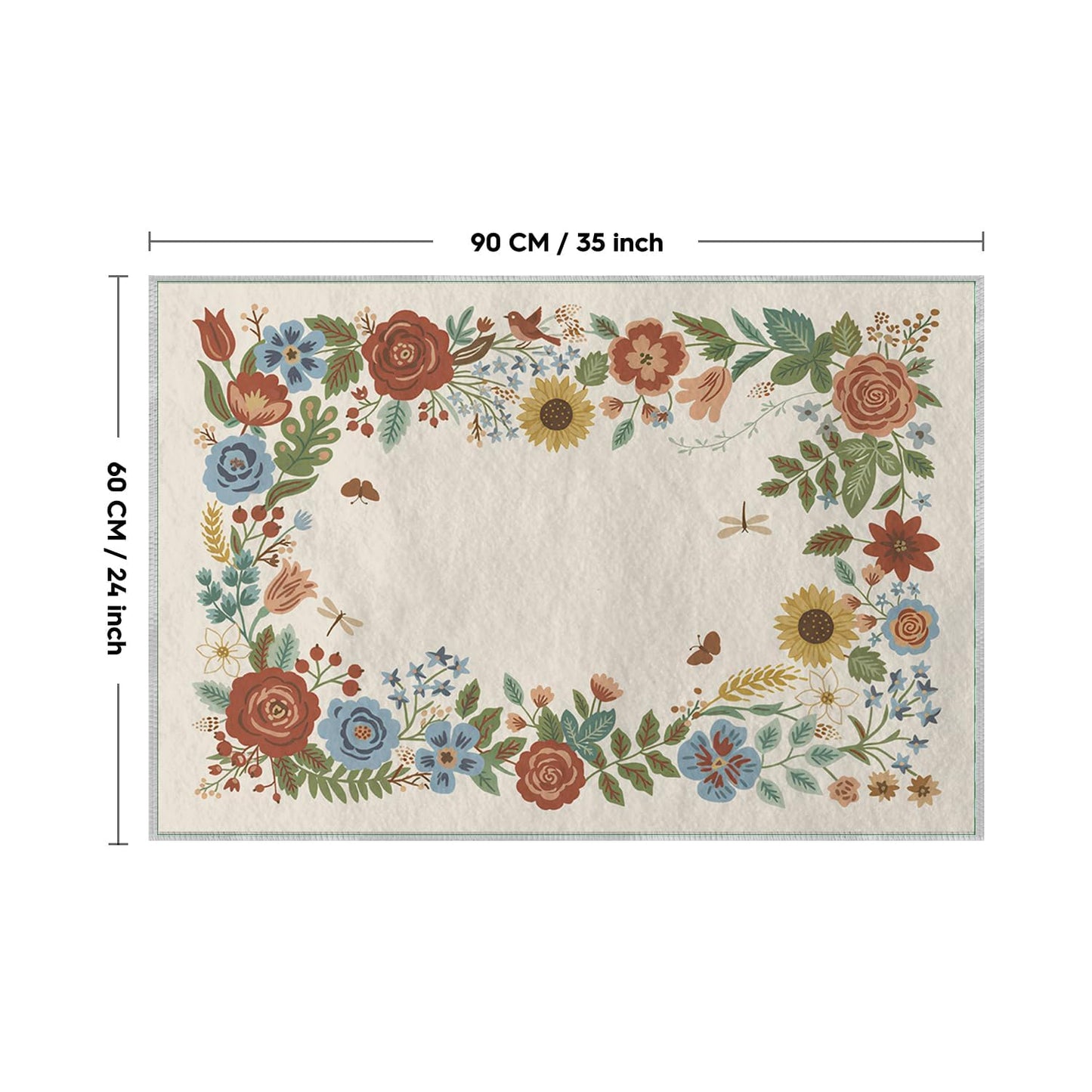 Artoid Mode Beige Sunflower Floral Spring Door Mat, Summer Home Decor Low-Profile Non-Slip Washable Throw Rug for Kitchen Entryway Front Door Bedroom Bathroom 2x3 Feet