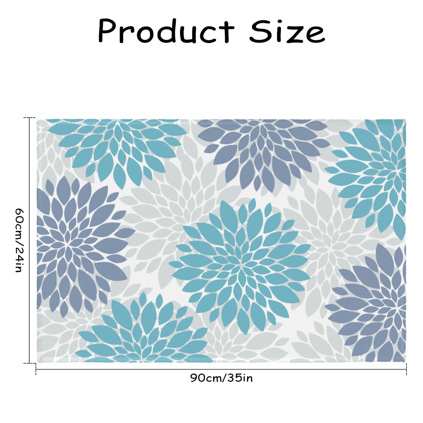 Cryomitron Teal Daisy Floral Area Rug 2x3 Blue and Grey Floral Summer Decorative Front Door Mat Rustic Flower Non-Slip Low Pile Doormat Washable Entryway Rug for Bathroom Living Room Bedroom