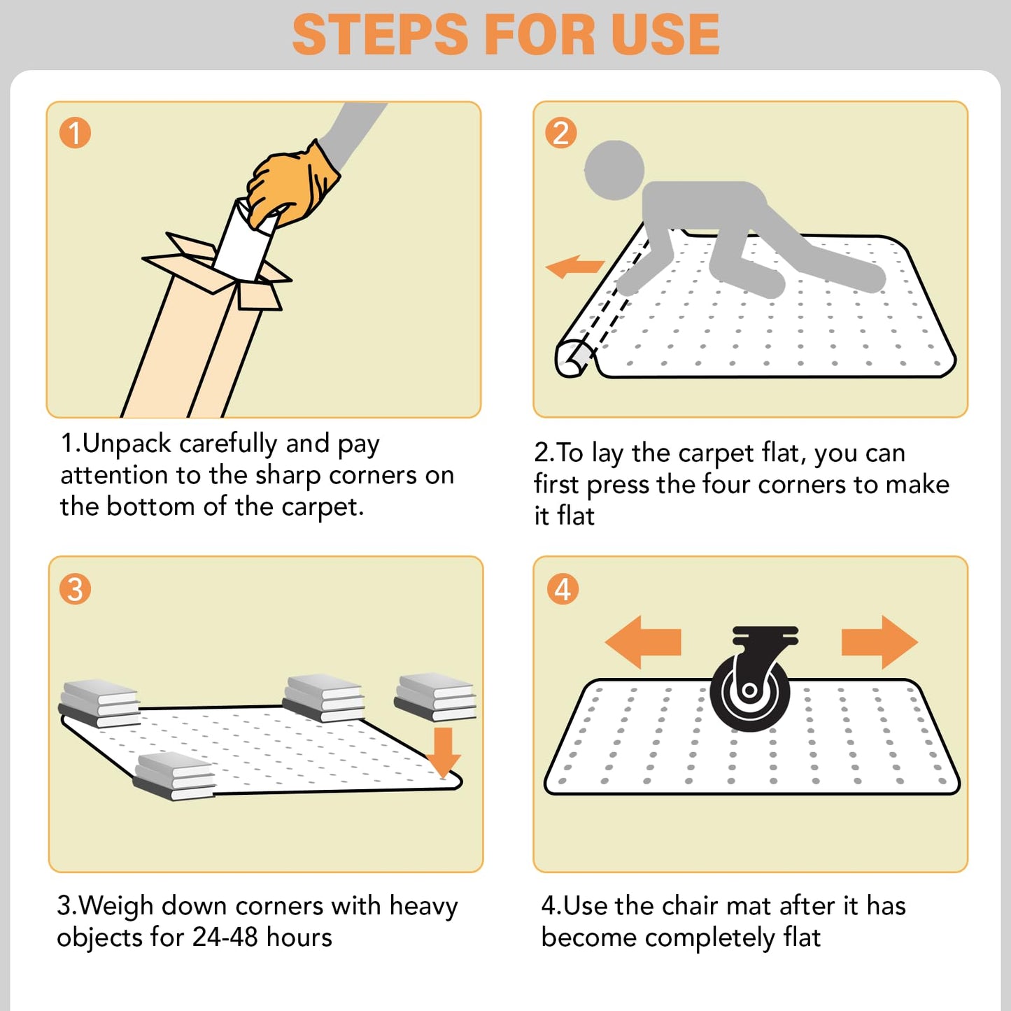 Office Chair Mat for Carpet, 36" x 48" Clear Desk Chair Mat with Lip, Heavy Duty Plastic Floor Protector for Low Pile Carpet, Smooth Easy Glide Under Desk for Office or Home