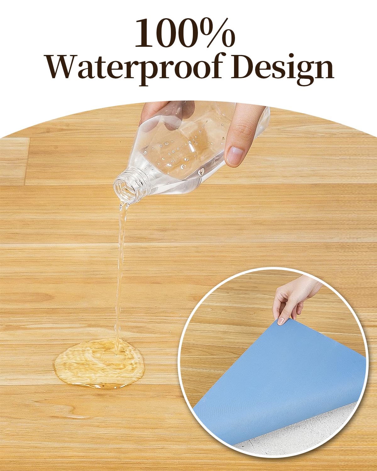 3'ร5' Non Slip Vinyl Rug Waterproof 1.8mm Thick, Woodgrain Pattern Vinyl Floor Mat for Dining Table, Kitchen, High Traffic, Low Profile Area Plastic Floor Protector,Wear Resistant PVC Rug Cover Roll