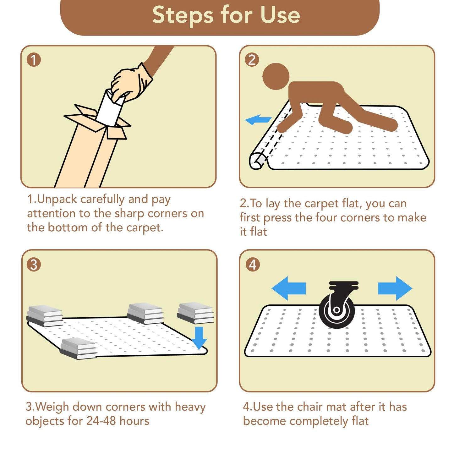 Office Chair Mat for Low Pile Carpet with Lip, 48" x 60" Clear Plastic Floor Protector, Heavy Duty Desk Chair Mat for Rolling Chairs, Smooth Glide Computer Mat for Home Office