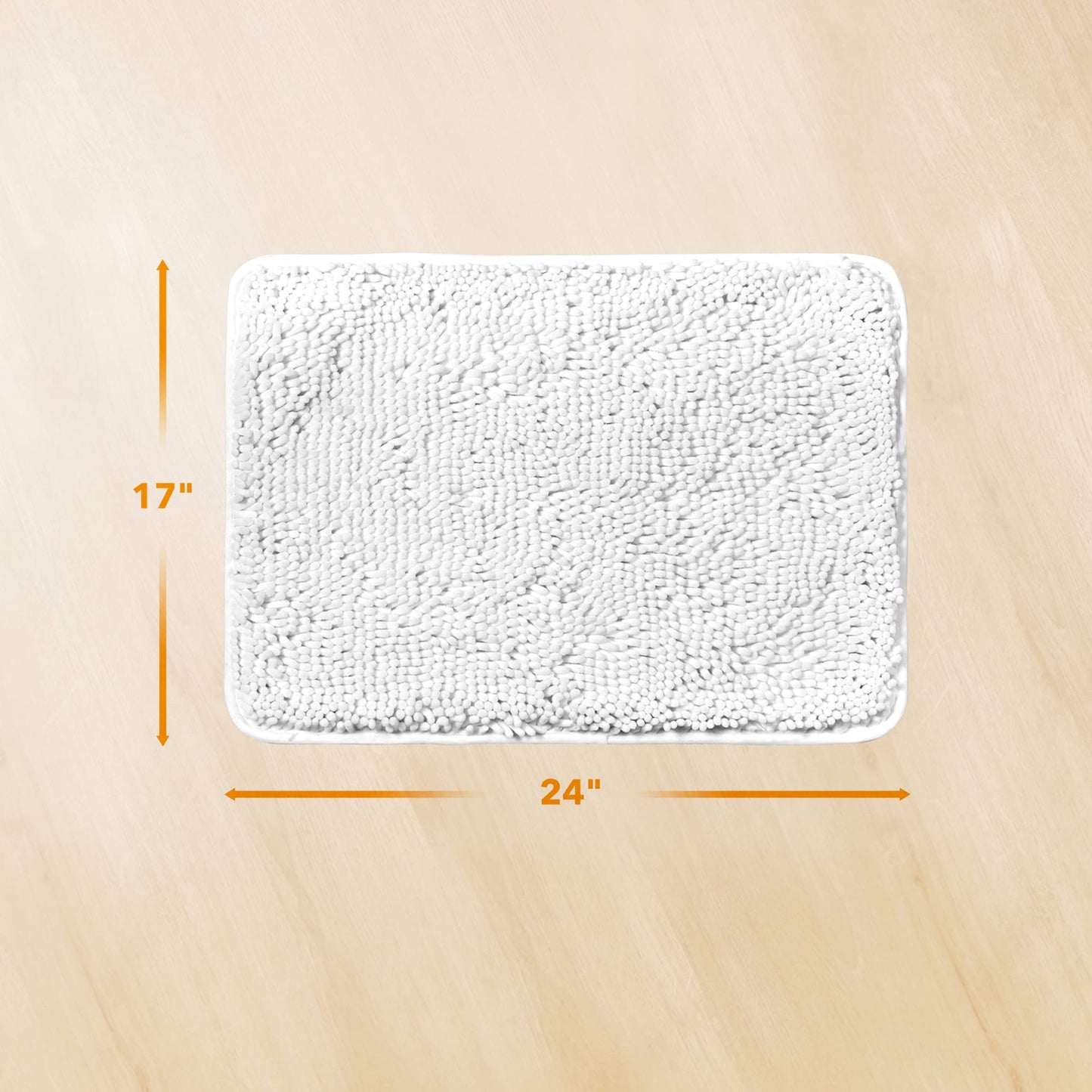 Yeaban White Bathroom Rugs 17"x24",Chenille Bath Mats,Absorbent and Washable Bath Rug Non-Slip, Extra Soft Rugs for Bathroom Floor,Tub,Shower and Sink