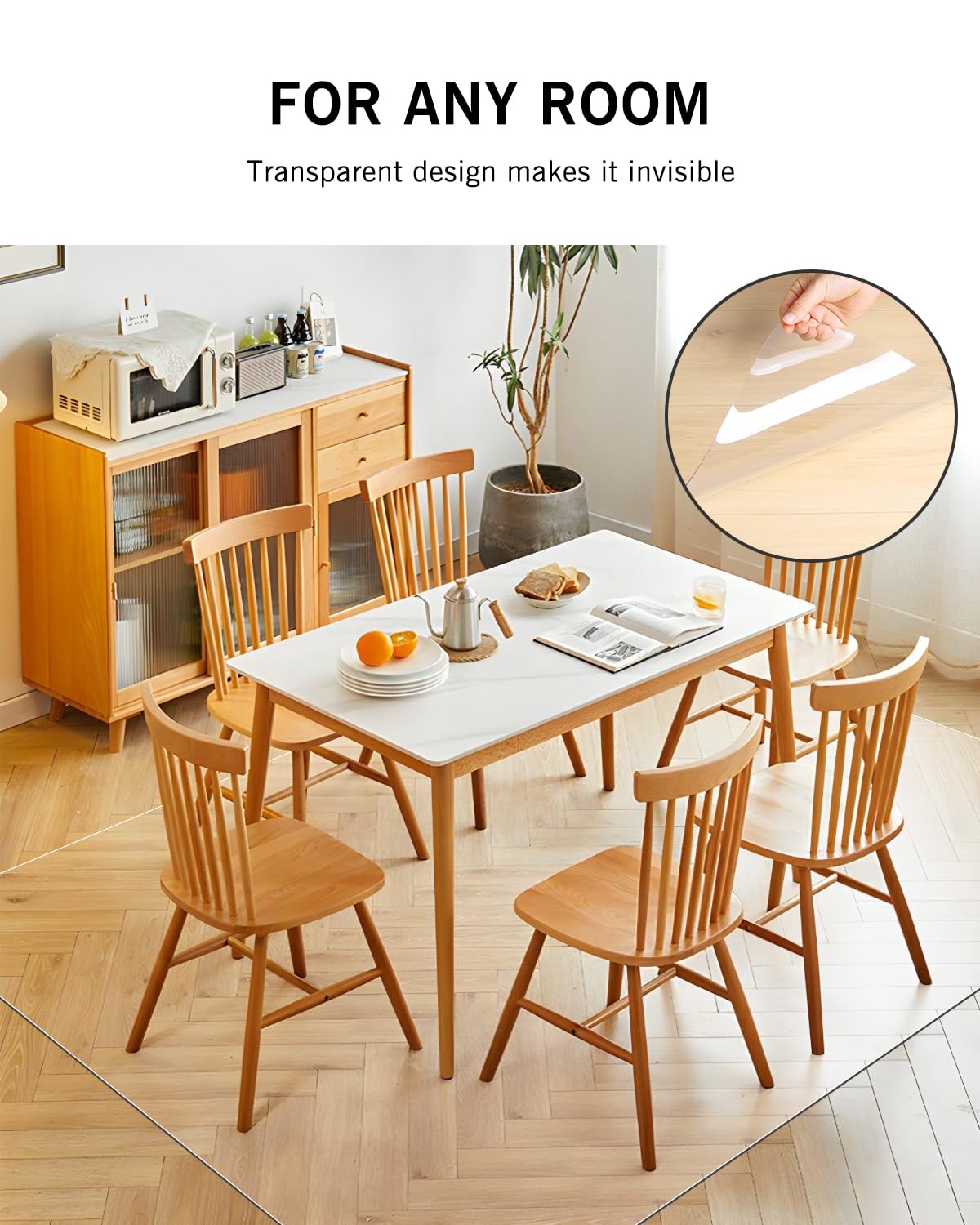 FURKIT Area Mat for Hard Floor, 3'×5' Transparent PVC Area Rug for Home, Waterproof Durable Floor Protector for Dining Room, Large Anti-Scratch Floor Mats for Laundry Room, Kitchen, Pet Litter Mat