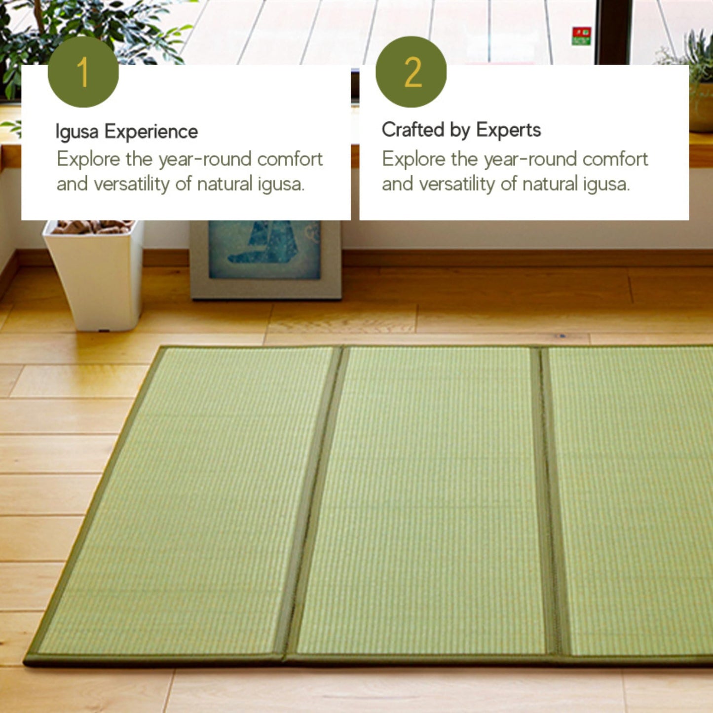 MIINA Japanese Traditional Tatami Mattress, Igusa (Rush Grass) Floor Mat, Futon, 39"x 78"(Twin Natural)