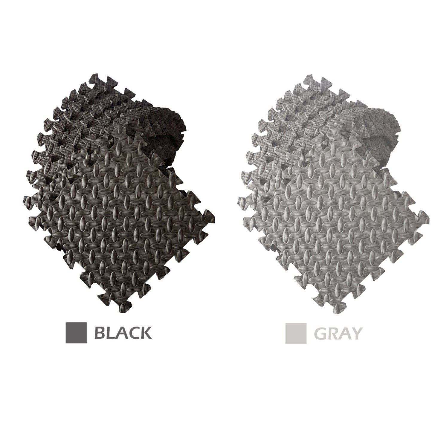 A2ZCARE Puzzle Exercise Mat with EVA Foam Interlocking Tiles - Interlocking Floor Mats for Gym Equipment - Ideal for Home Gym, Aerobic, Yoga and Pilates (Black and Grey (12pcs with Border Tiles))
