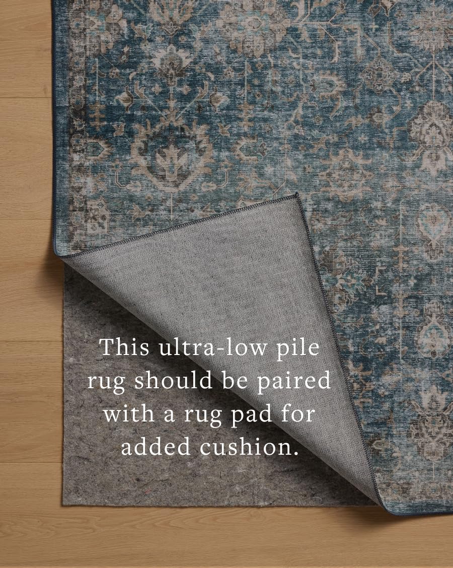 Loloi Anniston Collection ANS-02 Lagoon/Natural 5'-0" x 7'-6" Machine Wash Area Rug