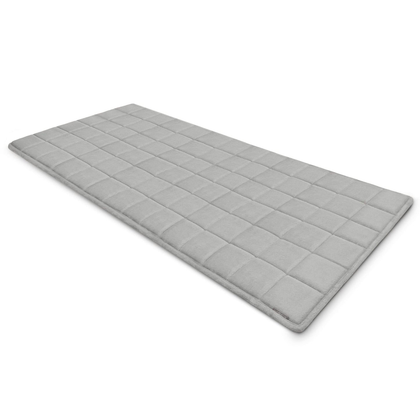 MICRODRY - Luxurious Square-Embroidered Memory Foam Bathroom Rug, Bath Rug with Skid-Resistant Base, Absorbent Kitchen, Room & Bathroom Rugs, 24 x 56 inches, Light Grey