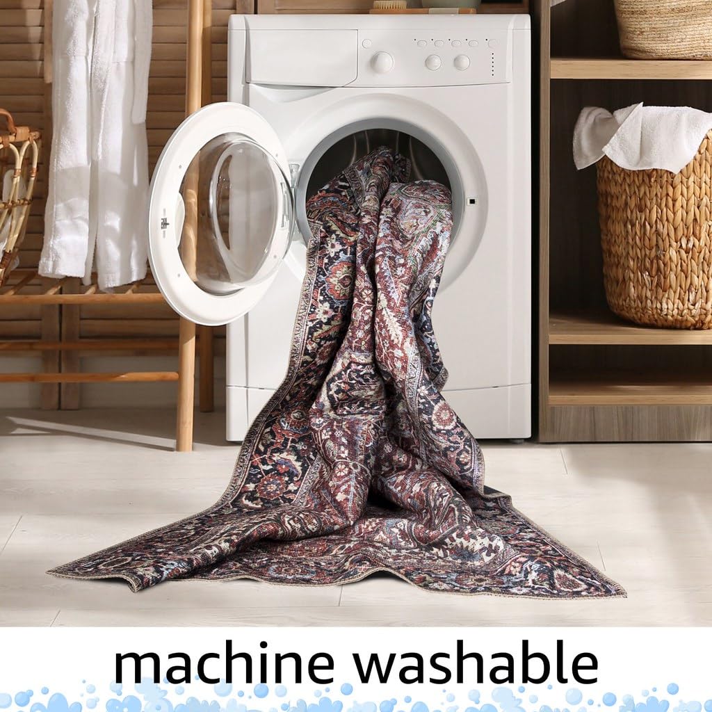 Keen Home Design 30"x84" Rug - Machine Washable Runner Rug with Non-Slip Backing, Ideal for Hallway, Entryway, Kitchen, Laundry Room - Vintage, Easy Clean, Durable, Low Pile Rug - (2'6" x 7')