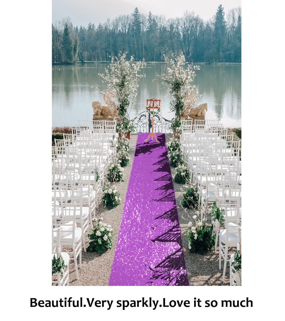 DUOBAO Aisle Runner for Wedding 15FTx2FT Sequin Aisle-Runner Indoor Outdoor Ceremonies Decor Lavender Carpet Runners Rugs Church Runner Wedding Walkway