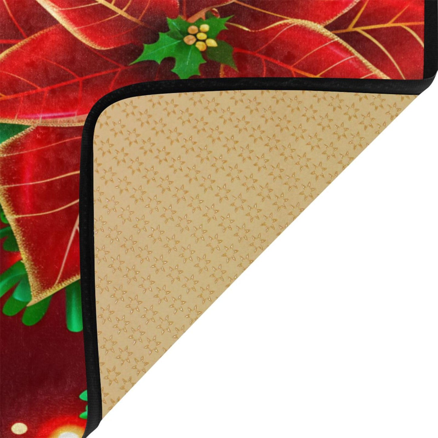 ALAZA Christmas Poinsettia and Snowflakes Kitchen Rugs Non Slip Soft Kitchen Floor Mats Standing Mat Bath Rug Runner Doormats Carpet for Home Decor 39 X 20 inch