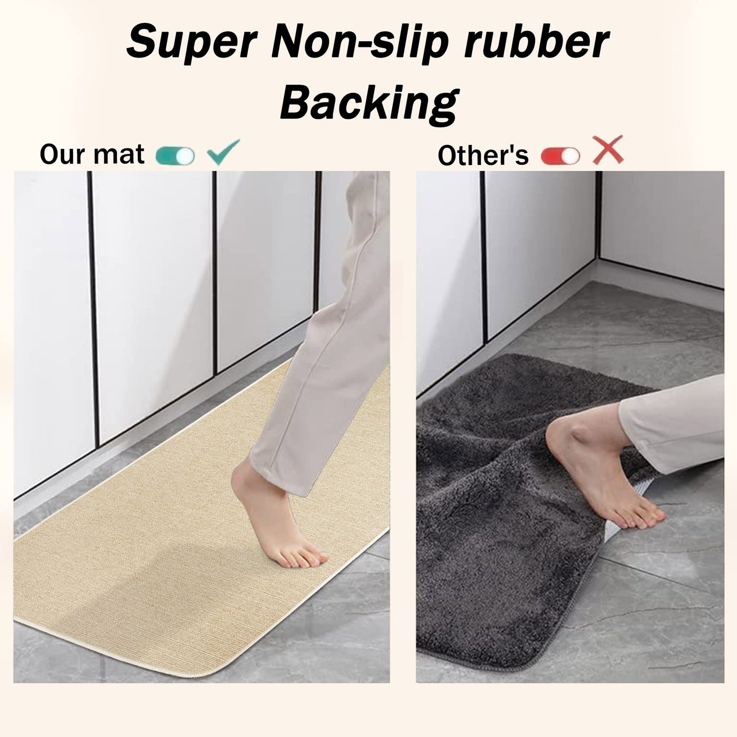 Kitchen Mats and Rugs Non Skid Washable 2 Pieces Natural Rubber Boho Kitchen Mats for Floor Runner Rugs Standing Mat Set (17" Wx30 L+17" Wx 47" L Palm Tree Leaves)