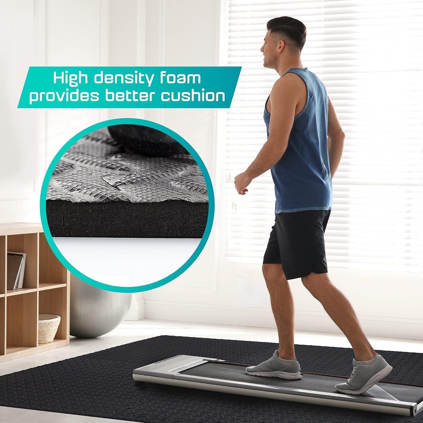 Yes4All Interlocking Exercise Foam Mats with Border – Floor for Gym Equipment Eva Tiles