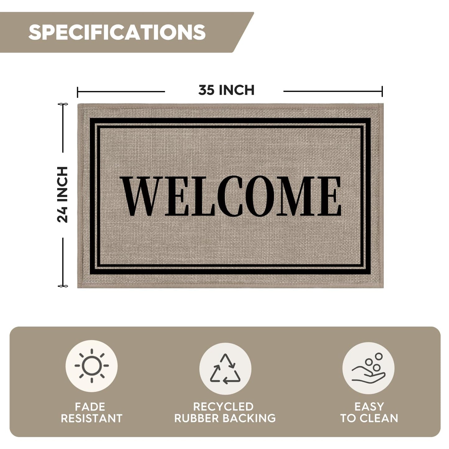 Artoid Mode Welcome Washable Doormat, Seasonal Decor Non Slip Low-Profile Absorbent Natural Rubber Back Door Mat 17x29 Inch