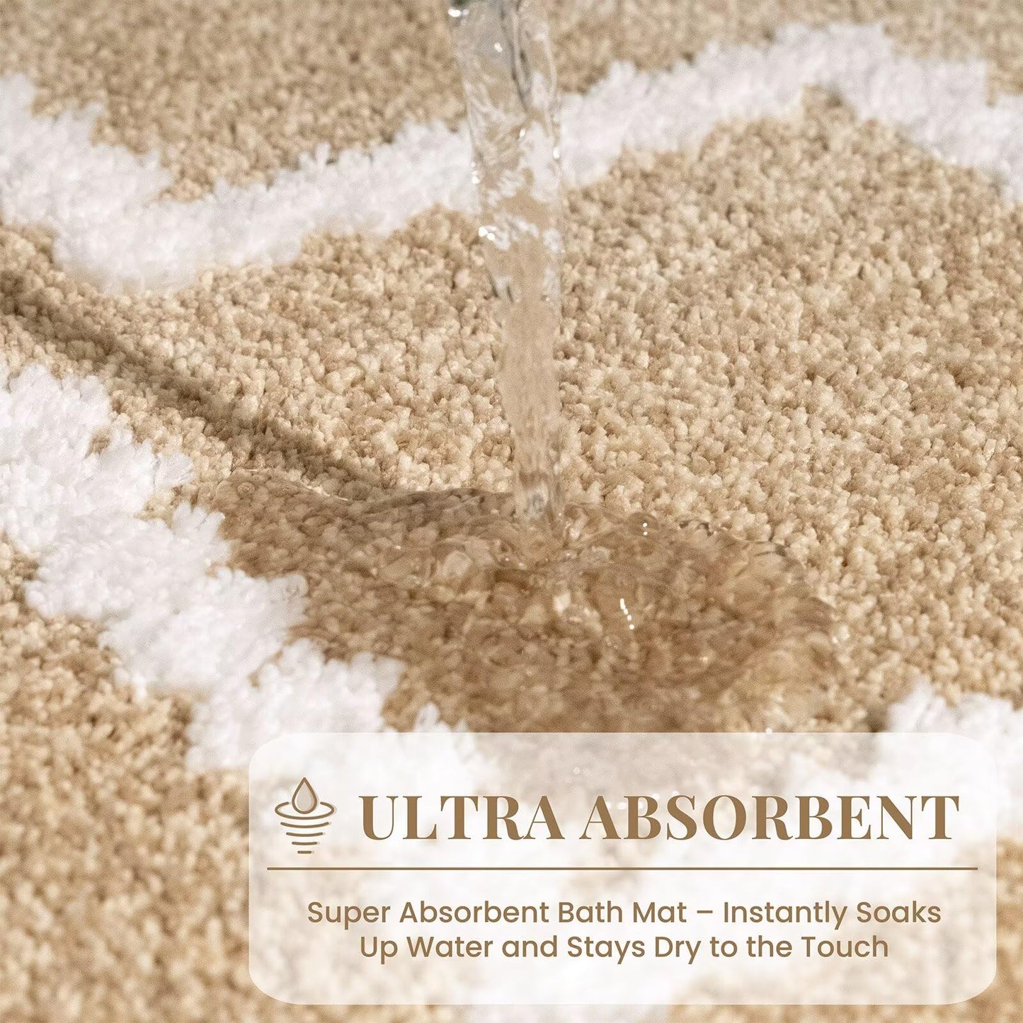 DEXDE Bathroom Rug 60"x24" Beige Non-Slip Washable Absorbent Bath Runner