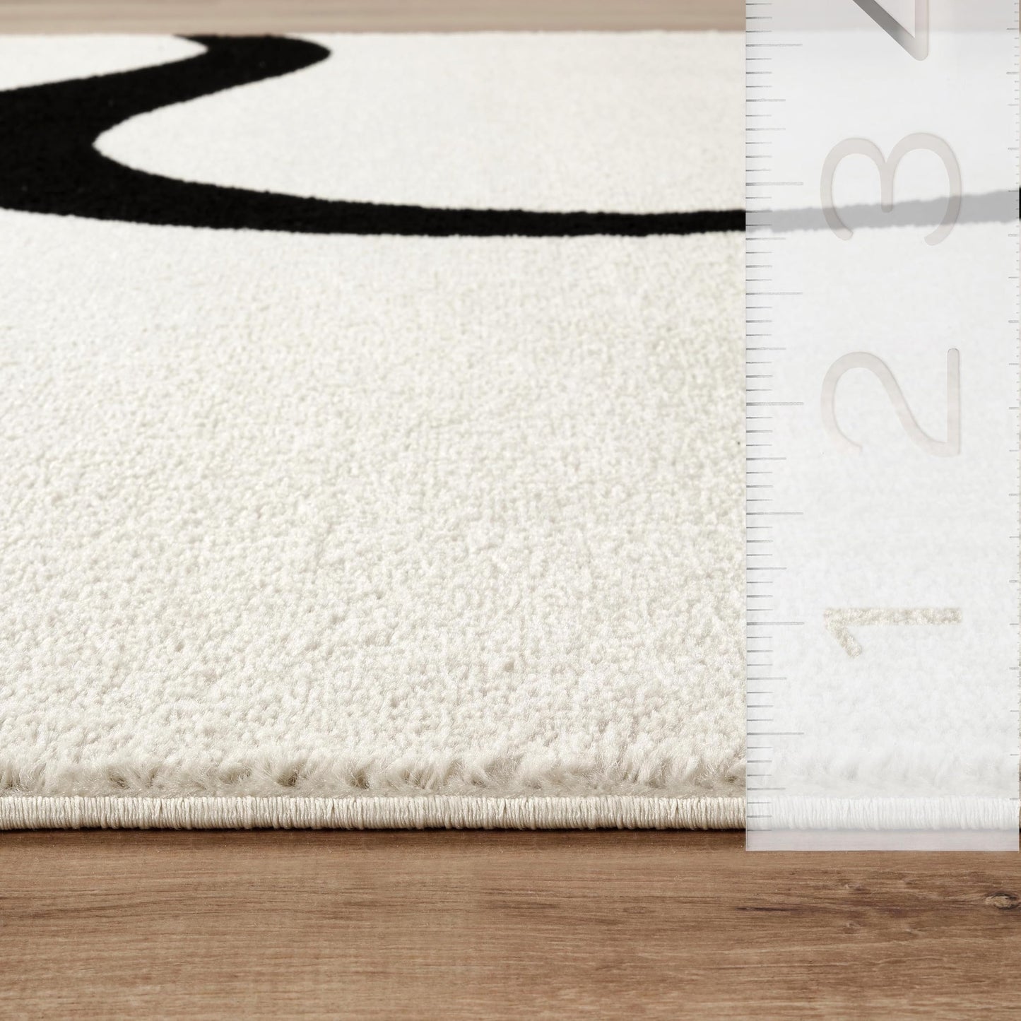 Abani Black and Cream Area Rug | 4' x 6' White Abstract Swirl Wave Carpet | Beige/Ivory Geometric Wave Design | for Living Room, Bedroom and Office | Medium Pile