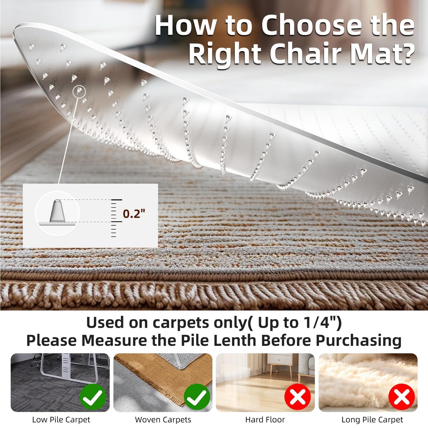 Chair Mat for Carpet Floors: 48" x 60" Computer Desk Floor Mat - PVC Plastic Rug Carpet Protector Mats for Gaming Chair Under Desk Pad for Rolling Chair