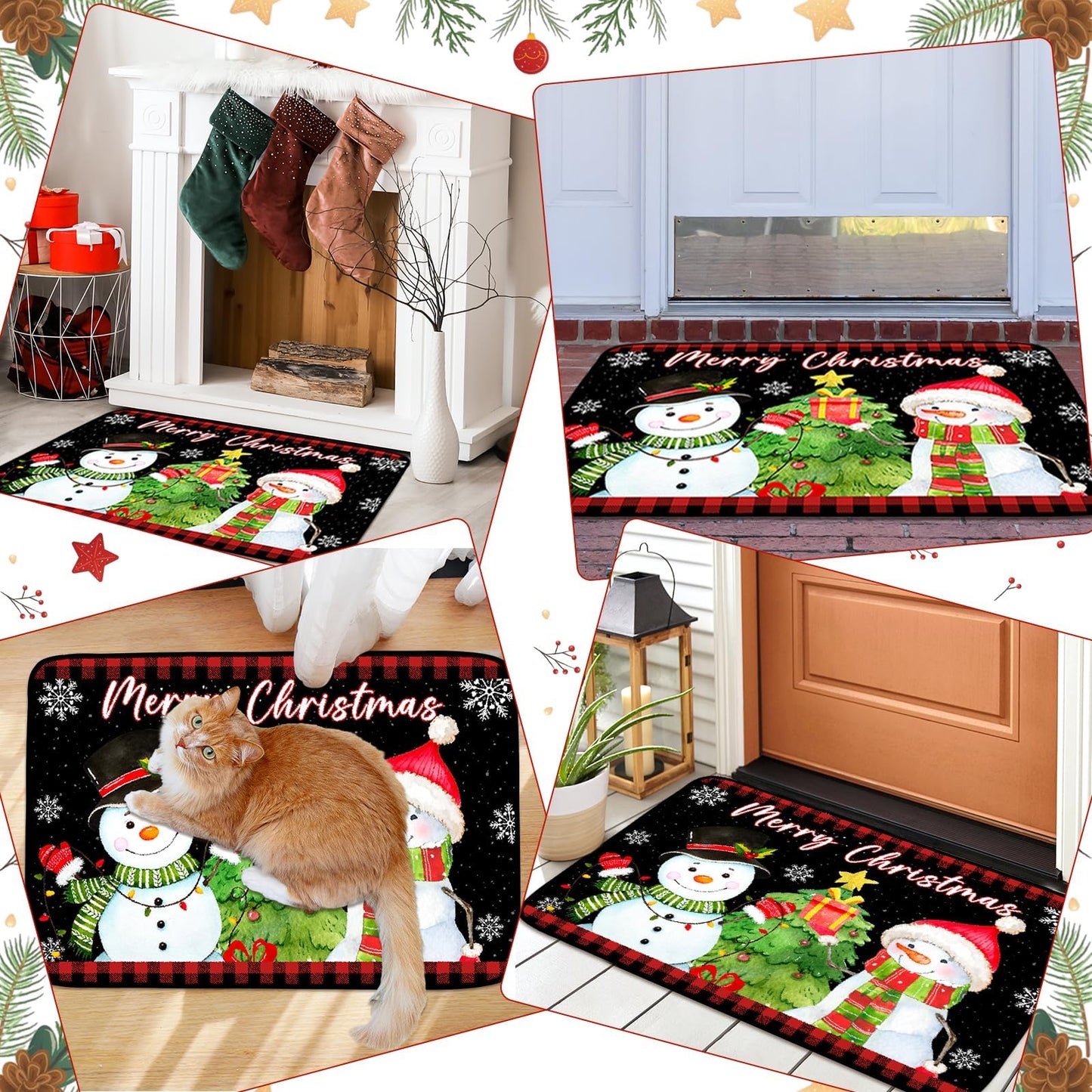 Svepndic 32"x47" Merry Christmas Decorative Doormat Indoor Mat Welcome Floor Mat Non Slip Blanket,Washable Entrance Door Mats,Low Profile Winter Christmas Door Mat