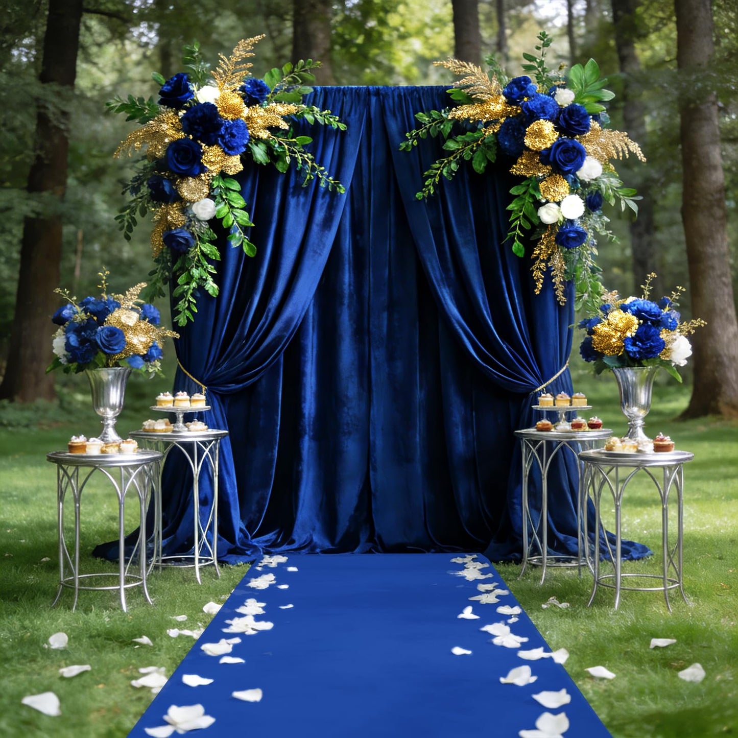 Blue Carpet Runner for Party 140GSM Polyester Fabric Carpet Runner Decorations for Hollywood Theme Party, Runway Rug Prom Aisle Rug (Blue, 3 X10 FT)