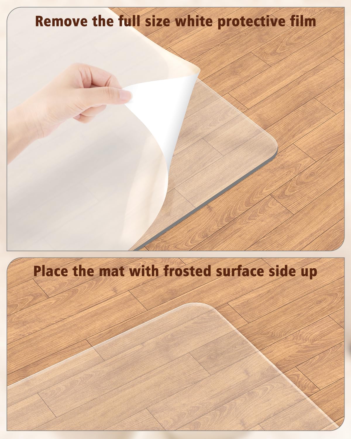 Soimeat Hard Frosted Office Chair Mat for High Pile Carpet and Hardwood Floor, 32" x 47.2" Anti-Slip Computer Rolling Chair Mat, Heavy Duty Chair Pad Under Desk Carpeted Floor Protector for Home, 1PCS