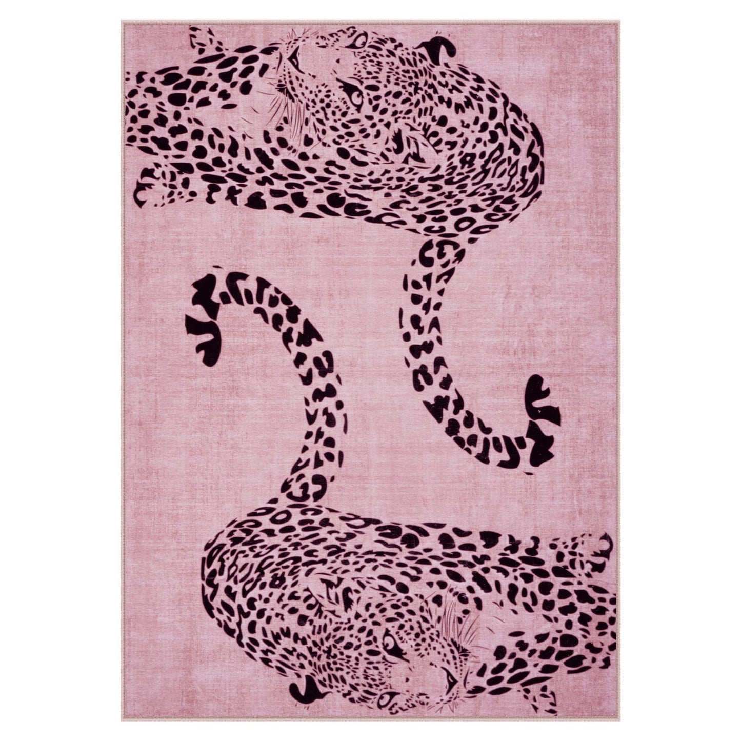 OJIA Leopard Print 5x7 Area Rugs for Living Room, Soft Washable Rugs for Bedroom Ultra-Thin Non-Slip Moden Pink Rug, Stain Resistant Nursery Rug Carpet for Kids Playroom Classroom Dining Room