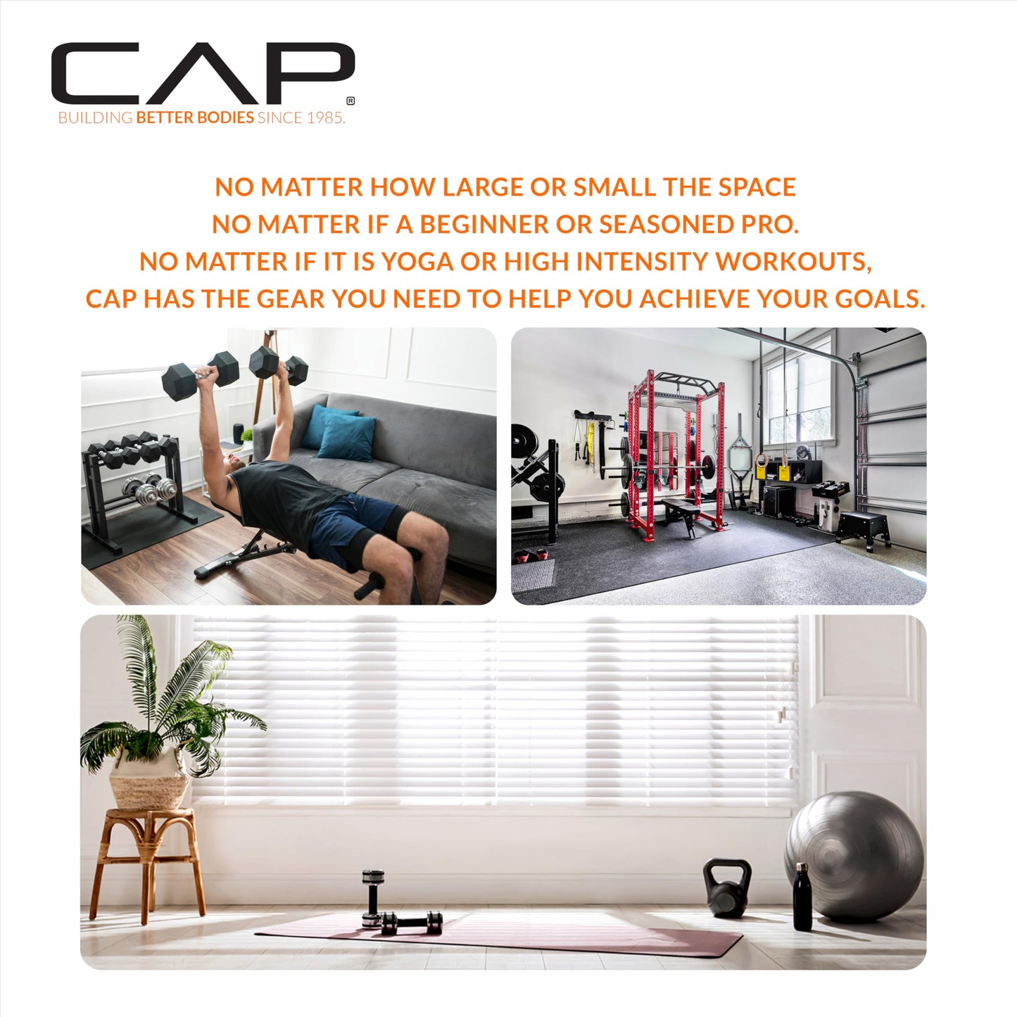 CAP Barbell Folding Exercise Mat – Durable, Anti-Tear, Thick Padding for Fitness, Aerobics, Gymnastics & Home Workouts. 72"L x 24"W x 2"Thick. BLACK