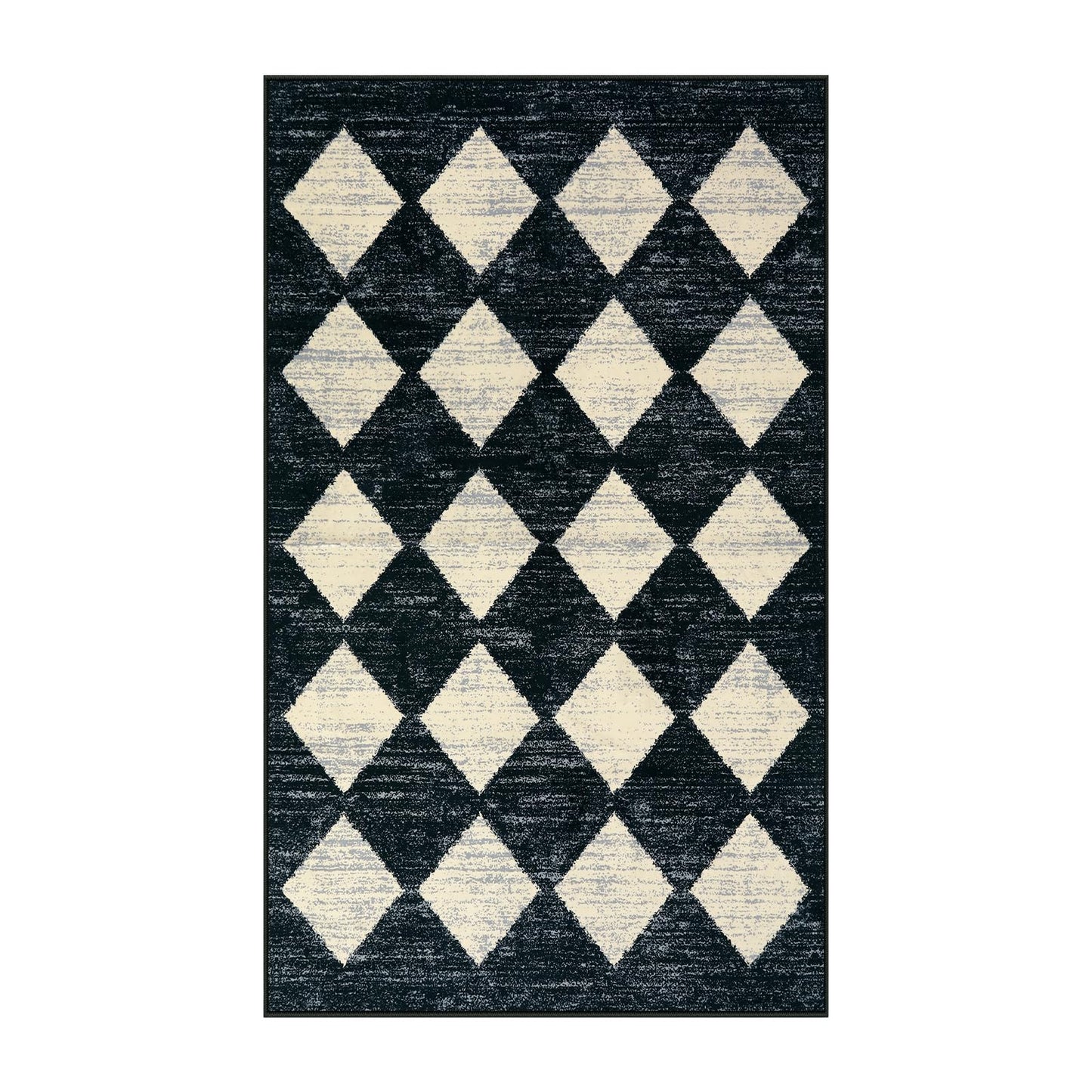 Lahome Zelie Moroccan Trellis Area Rug - 3x5 Washable Black Entry Rug Non Slip Living Room Mat, Distressed Lattice Soft Stain Resistance Indoor Throw Carpet for Front Door Foyer Bedroom Bathroom