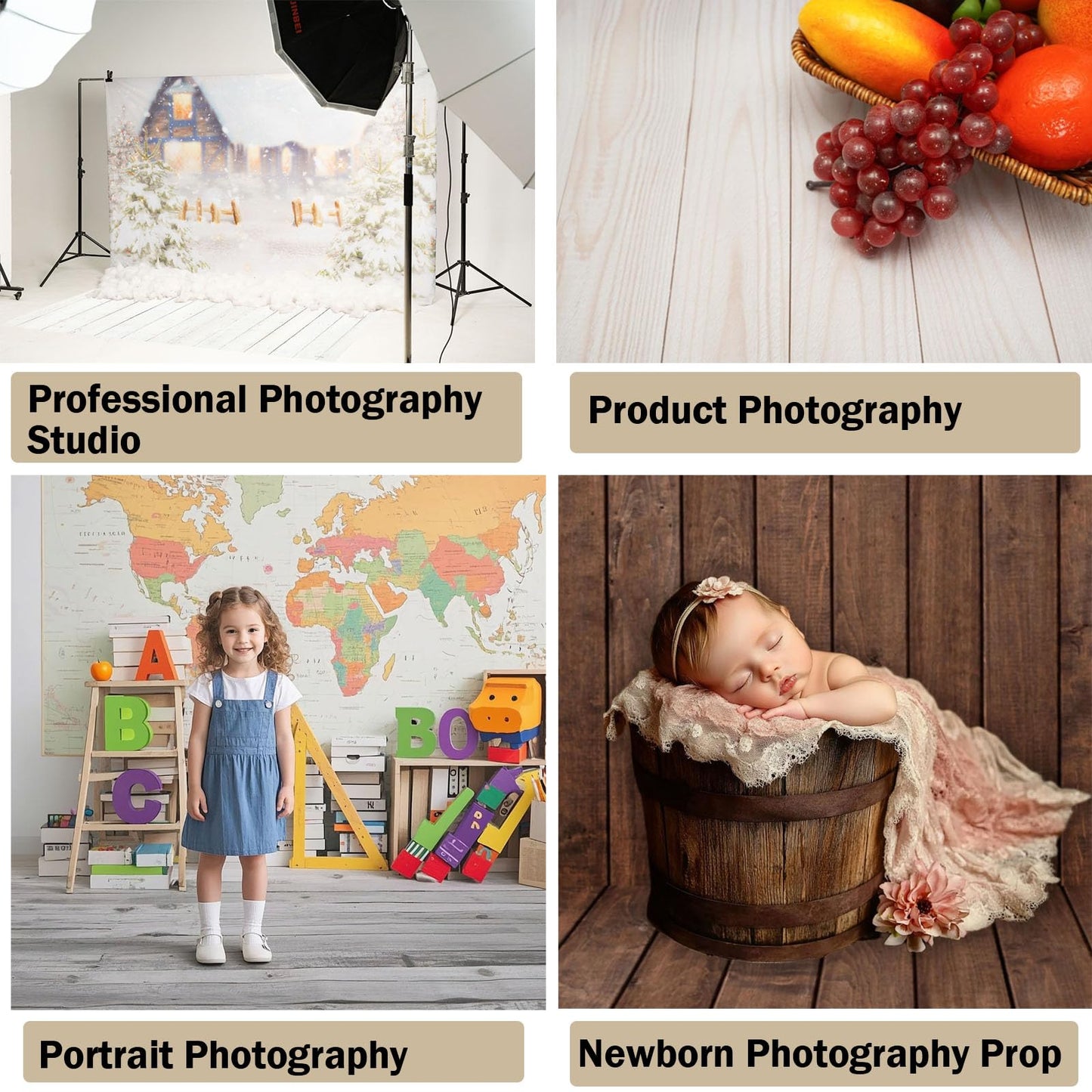 Kate Grey Floor Backdrop Photography Floor Mats Rubber Floor Wall Backdrop Newborn Photography Props Anti-Slip Rug for Photo Studio 5x4ft