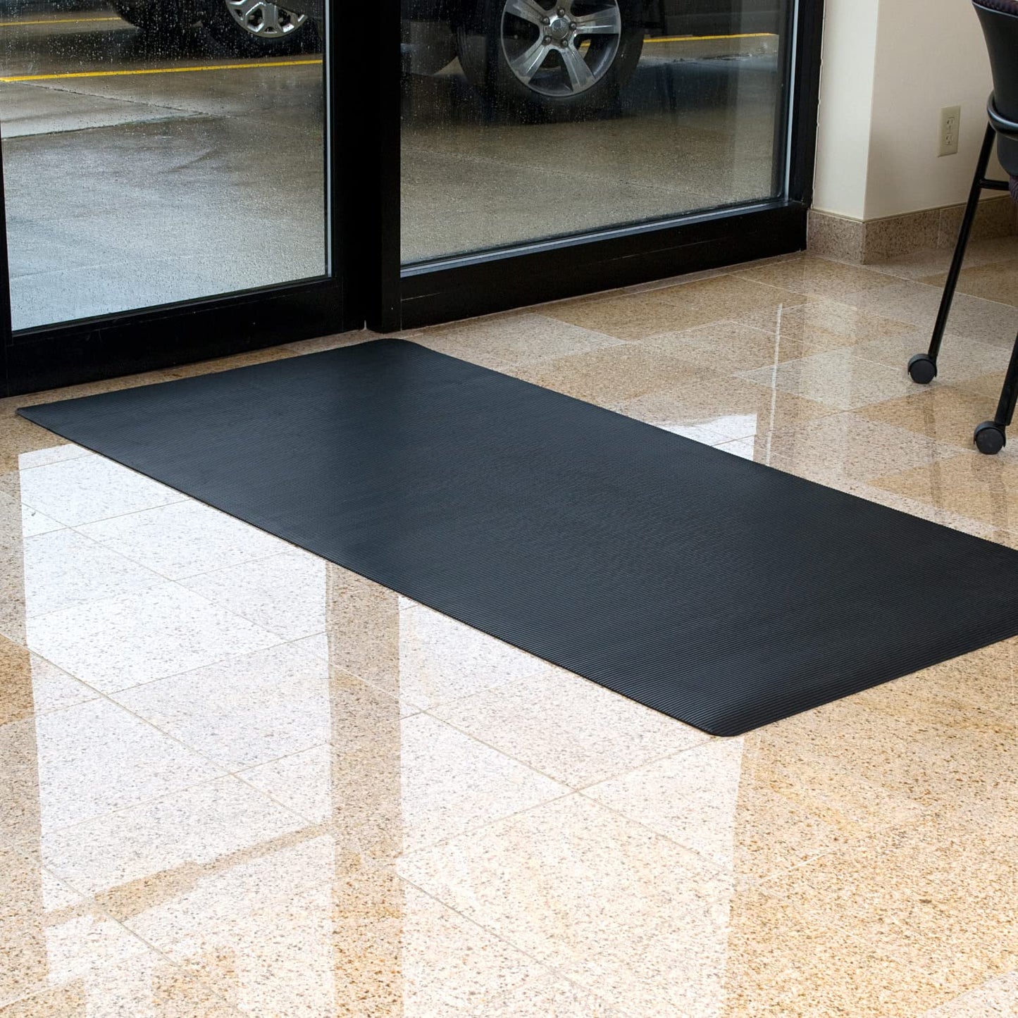 CLIMATEX Indoor/Outdoor Rubber Scraper Mat, 36 in. x 6 ft., Black