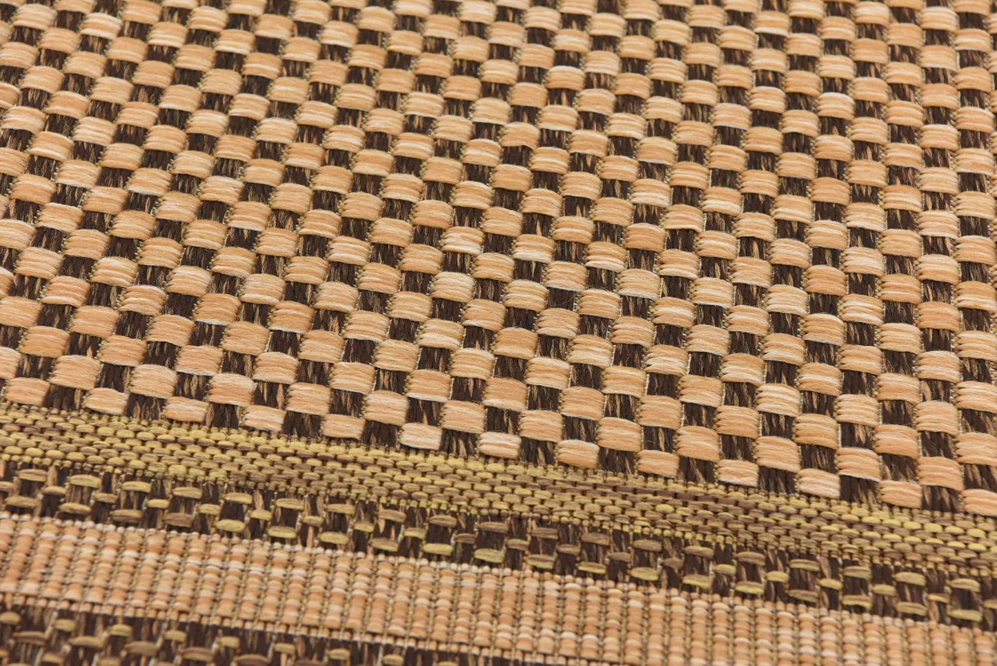 Unique Loom Outdoor Border Collection Area Rug - Multi Border (4' 1" x 6' 1" Rectangle, Light Brown/ Brown)
